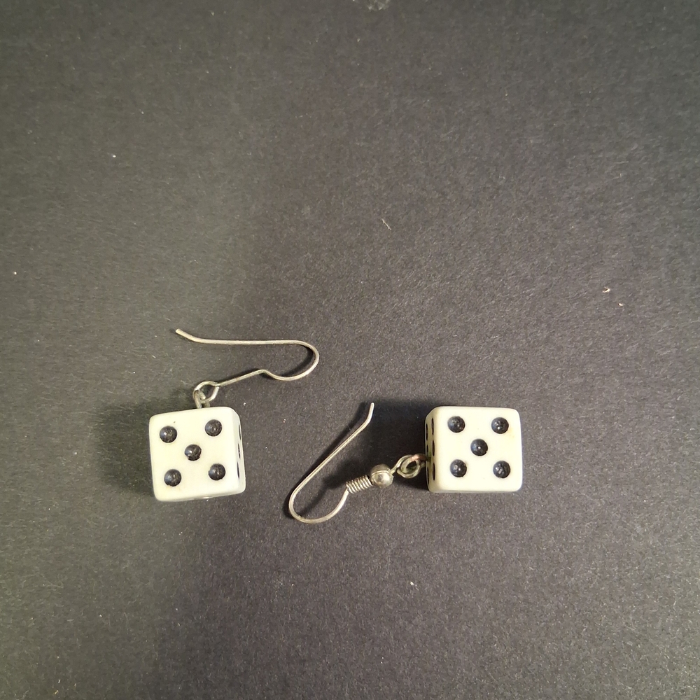 Elegant Dice Earrings in Black and White
